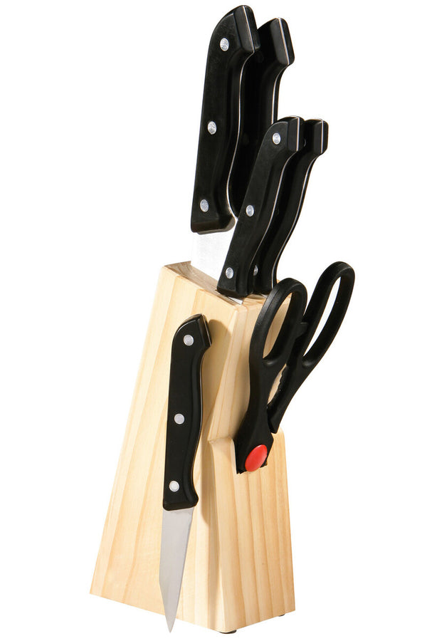 Maxime 6 Piece Knife and Scissor Set in Wooden Block