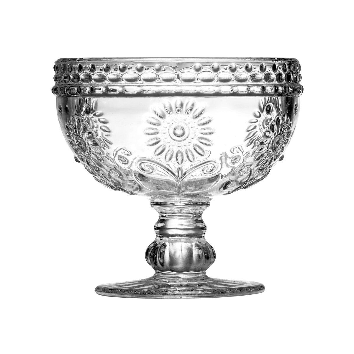 Daisy Pressed Glass Sundae Glass Dish