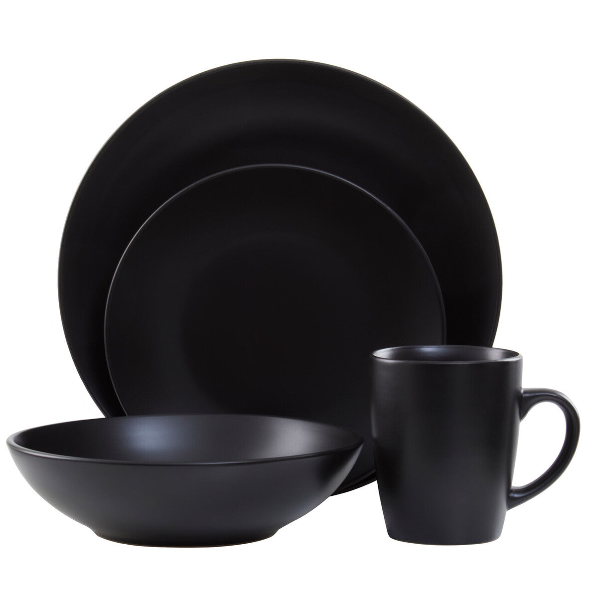 Elmira 16 Piece Black Stoneware Dinner Set