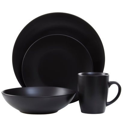 Elmira 16 Piece Black Stoneware Dinner Set