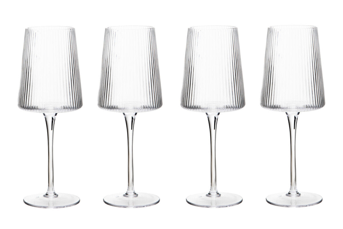 Eldon Set of Four Ribbed Wine Glasses 430ml