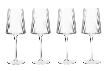 Eldon Set of Four Ribbed Wine Glasses 430ml