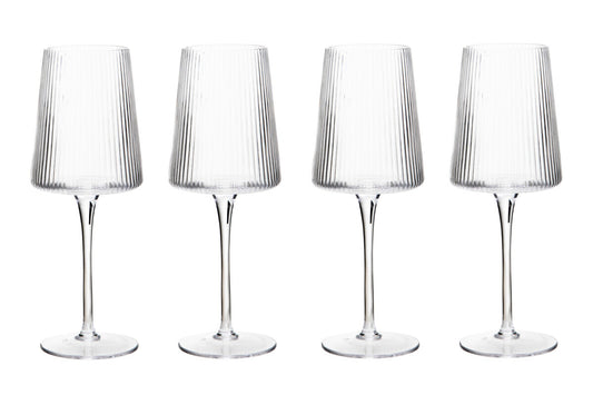 Eldon Set of Four Ribbed Wine Glasses 430ml