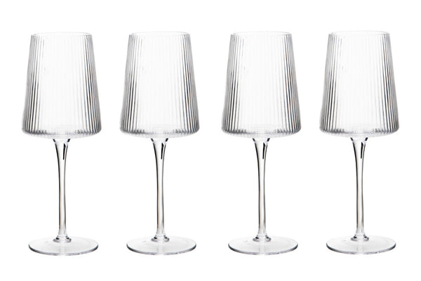 Eldon Set of Four Ribbed Wine Glasses 430ml