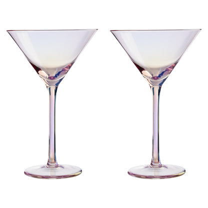 Frosted Deco Set of 2 Martini Glasses