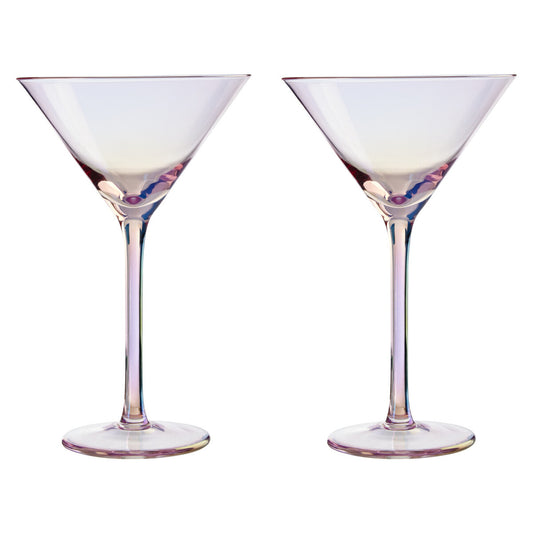 Frosted Deco Set of 2 Martini Glasses