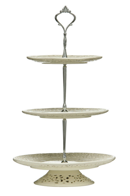 3 Tier Ceramic Lace Cake Plate