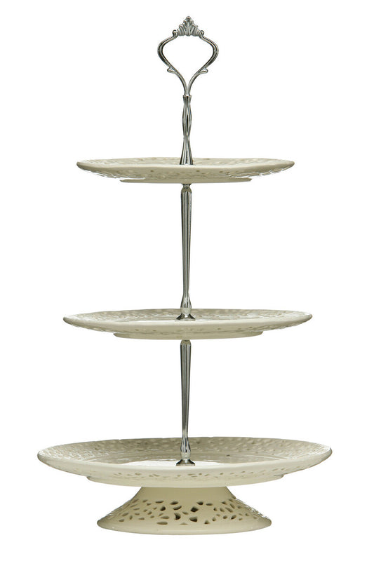3 Tier Ceramic Lace Cake Plate