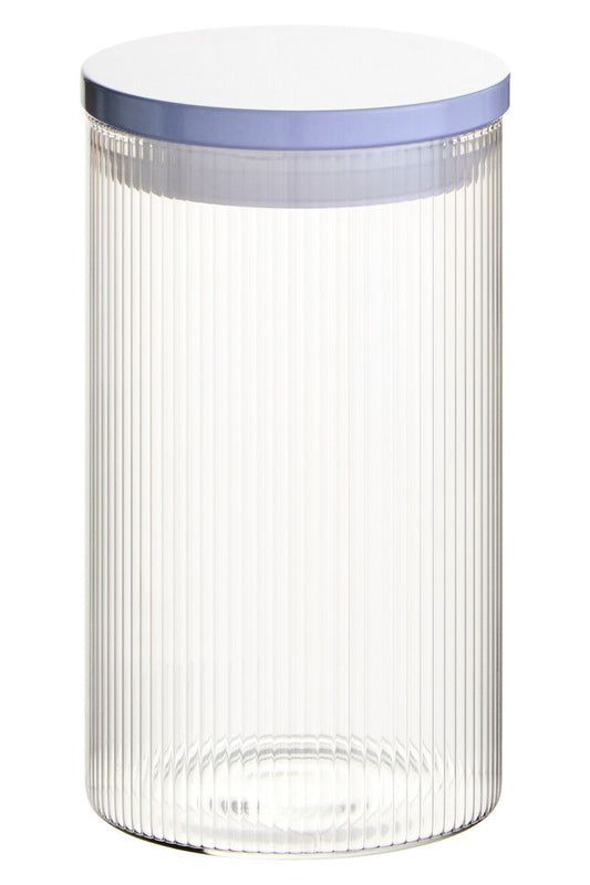 Freska Ribbed Round Glass Jar with White Lid 1000ml