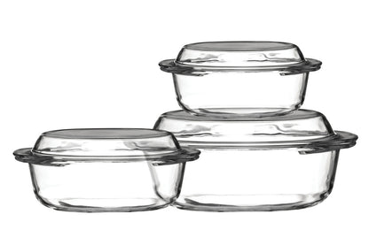 Set Of 3 Borosilicate Glass Casserole Dishes