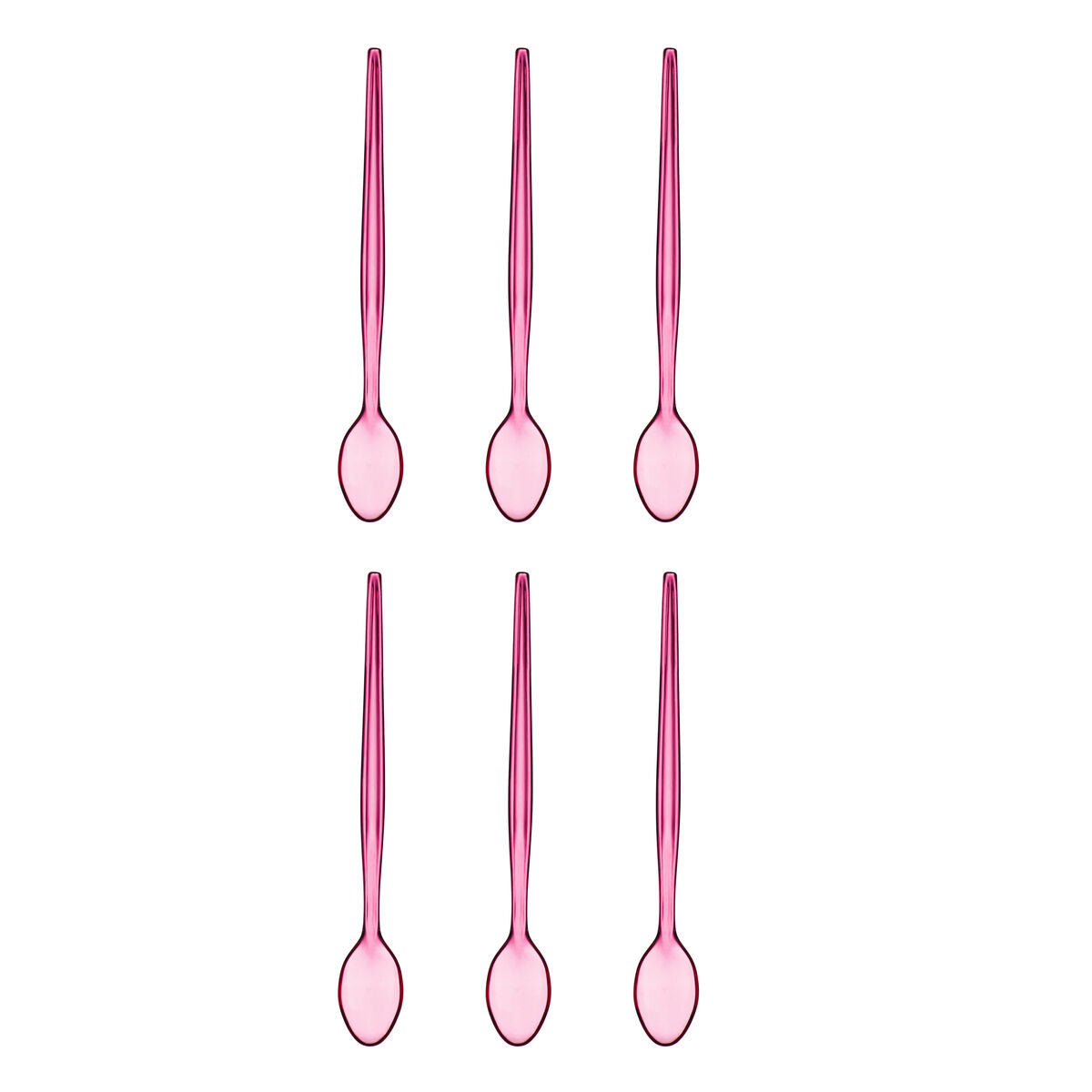 Summer Set Of Six Plastic Sundae Spoons - Pink