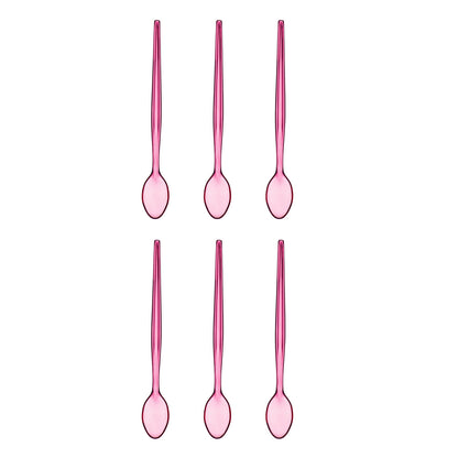 Summer Set Of Six Plastic Sundae Spoons - Pink