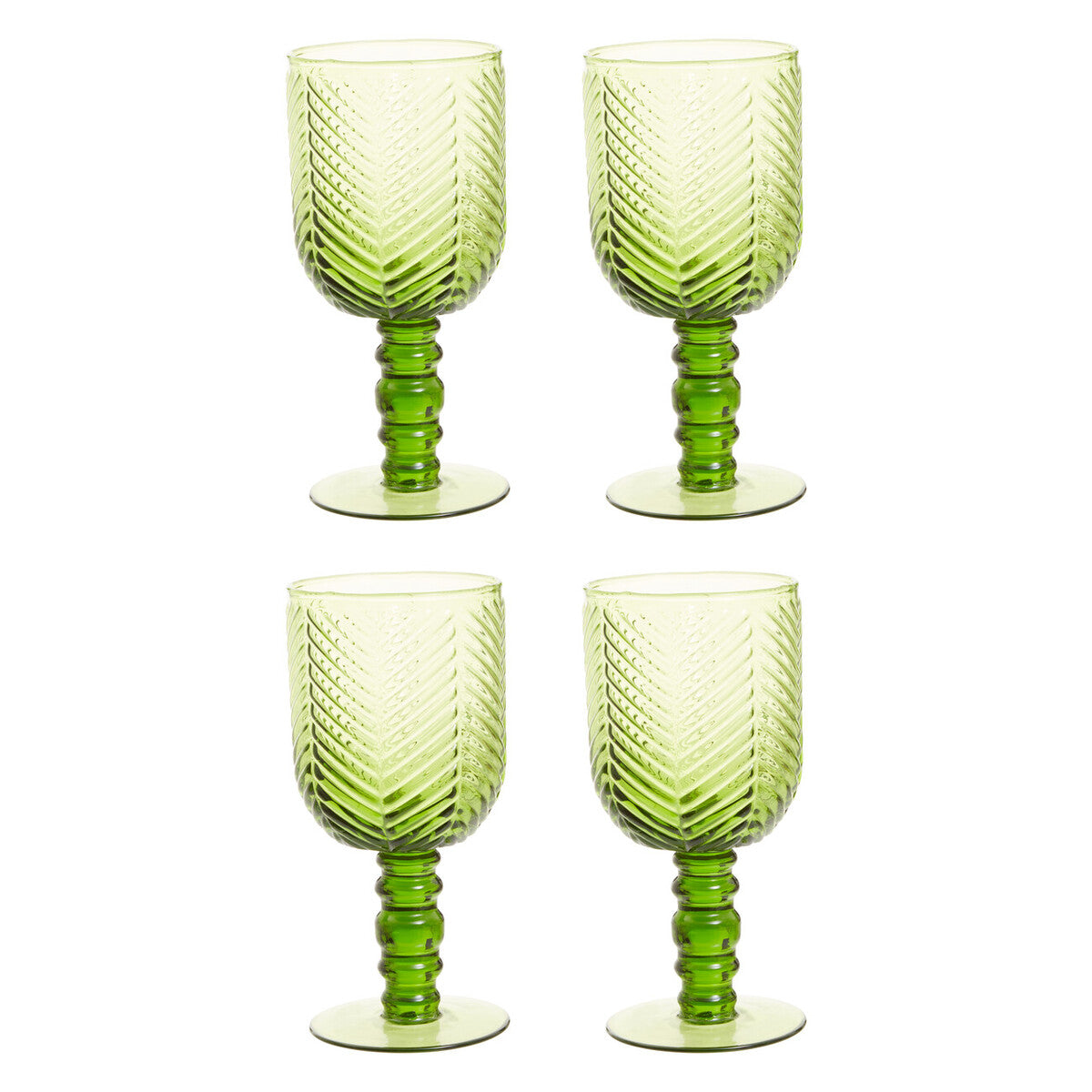 Fleur Set Of Four Green Wine Glasses