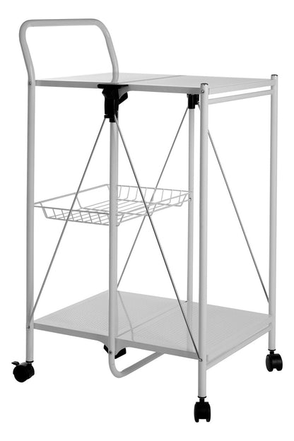 Harlow White Rectangular Folding Kitchen Trolley