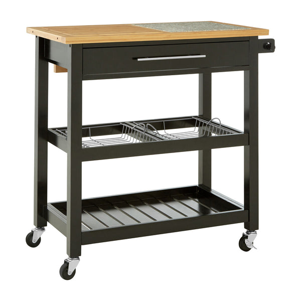Harlow Glenn Wide Kitchen Trolley with Granite Top