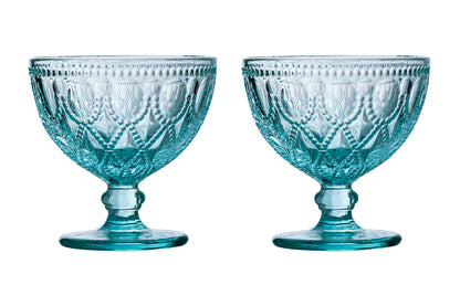 Fleur Set Of Two Blue Glass Sundae Dishes