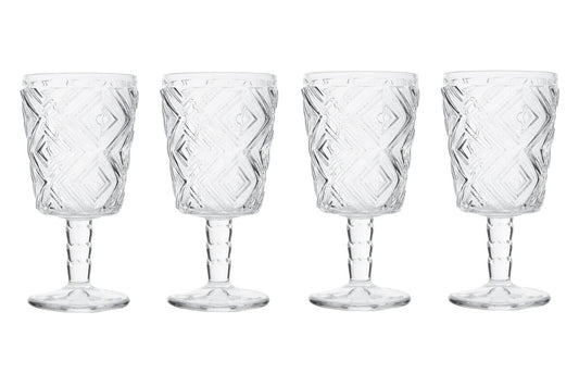 Fleur Set Of Four Clear Wine Glasses