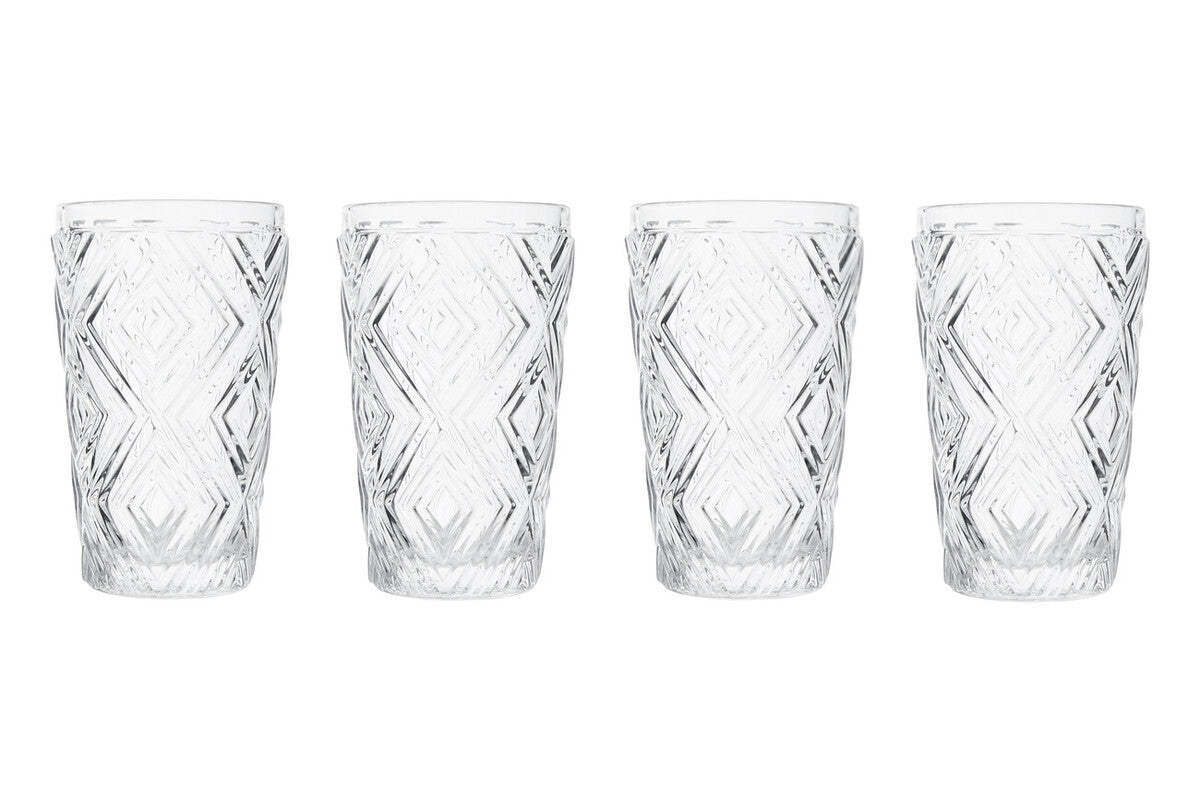 Fleur Set Of Four Clear Highball Glasses