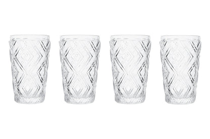 Fleur Set Of Four Clear Highball Glasses