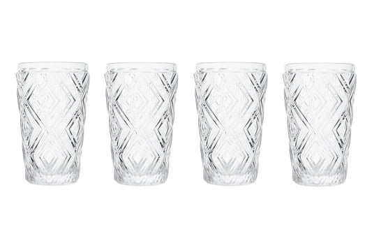 Fleur Set Of Four Clear Highball Glasses