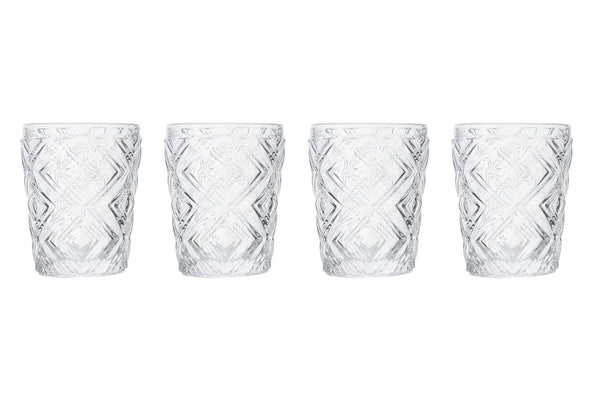Fleur Set Of Four Clear Glass Tumblers