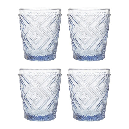 Fleur Set Of Four Embossed Blue Tumblers