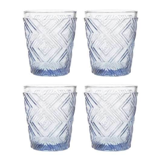 Fleur Set Of Four Embossed Blue Tumblers