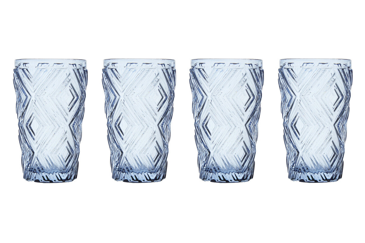 Fleur Set Of Four Blue Highball Glasses