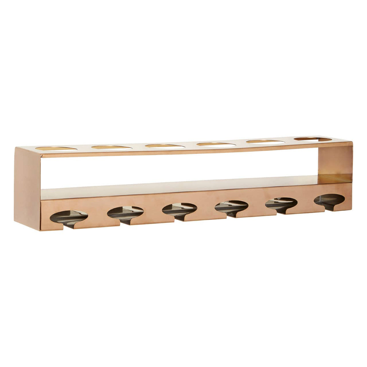 Novo Rose Gold Wall Mounted 6 Bottle Wine Rack with Stemware Holder