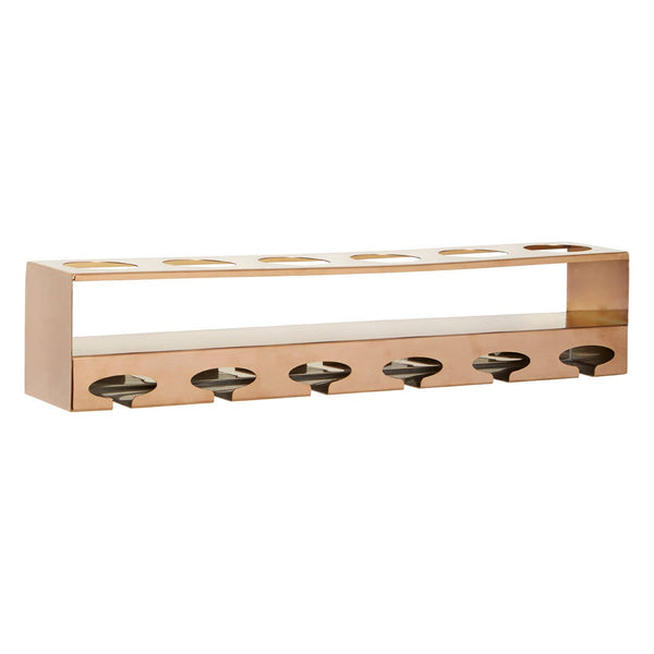 Novo Rose Gold Wall Mounted 6 Bottle Wine Rack with Stemware Holder