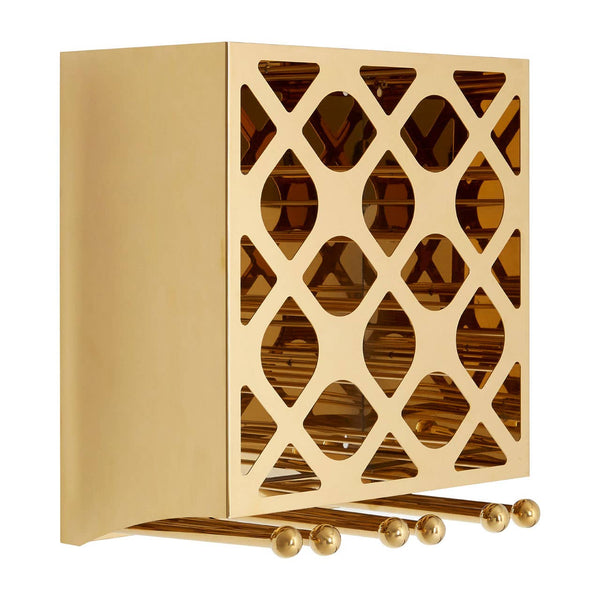 Novo Gold Wall Mounted 12 Bottle Wine Rack with Stemware Holder