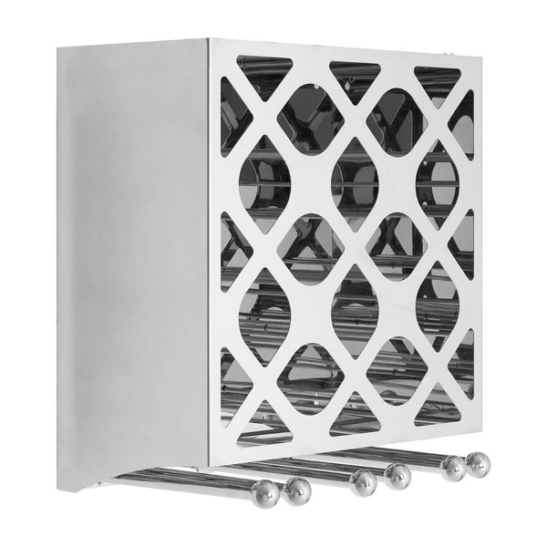 Novo Silver Wall Mounted 12 Bottle Wine Rack with Stemware Holder