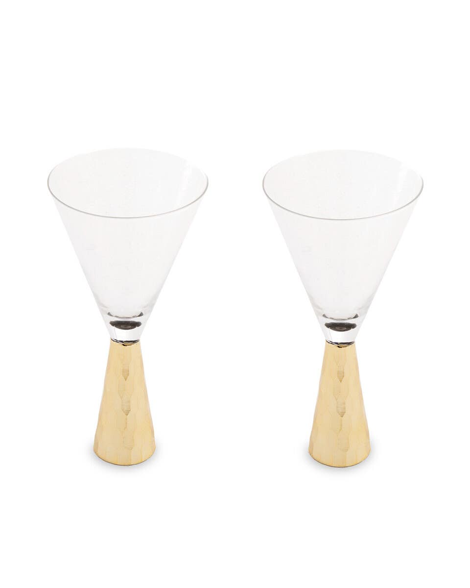 Set Of Two Astrid Wine Glasses With Gold Finish Stem