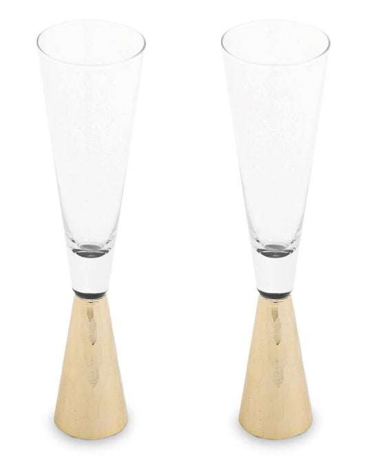 Astrid Set Of Two Champagne Glasses With Gold Finish Stem