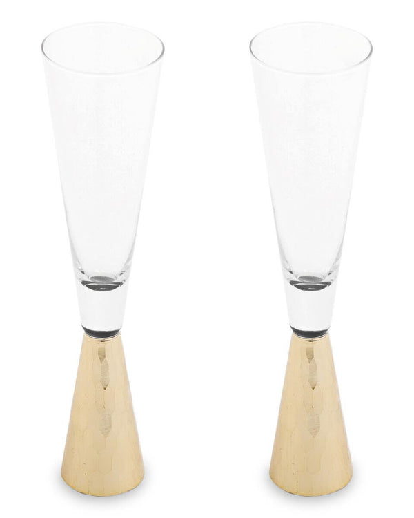 Astrid Set Of Two Champagne Glasses With Gold Finish Stem
