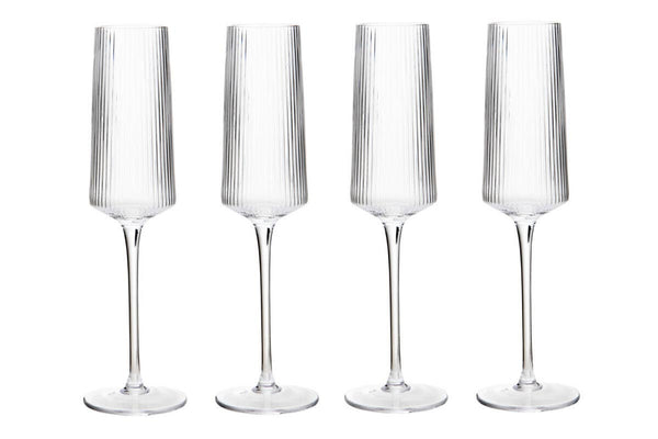 Eldon Set of Four Ribbed Champagne Glasses MOB