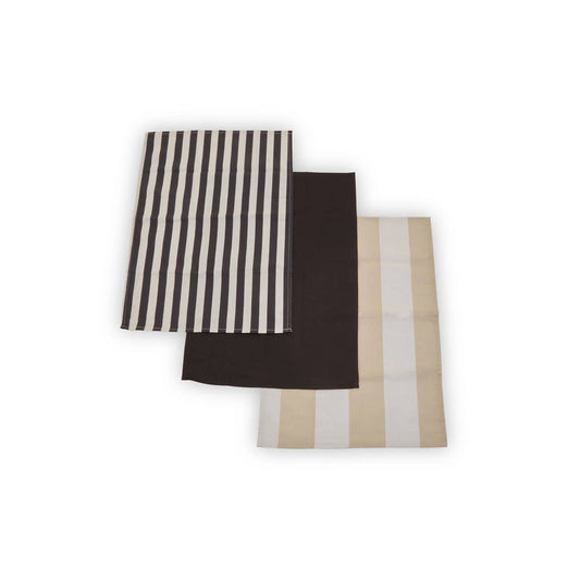Set Of Three Stripe Tea Towels