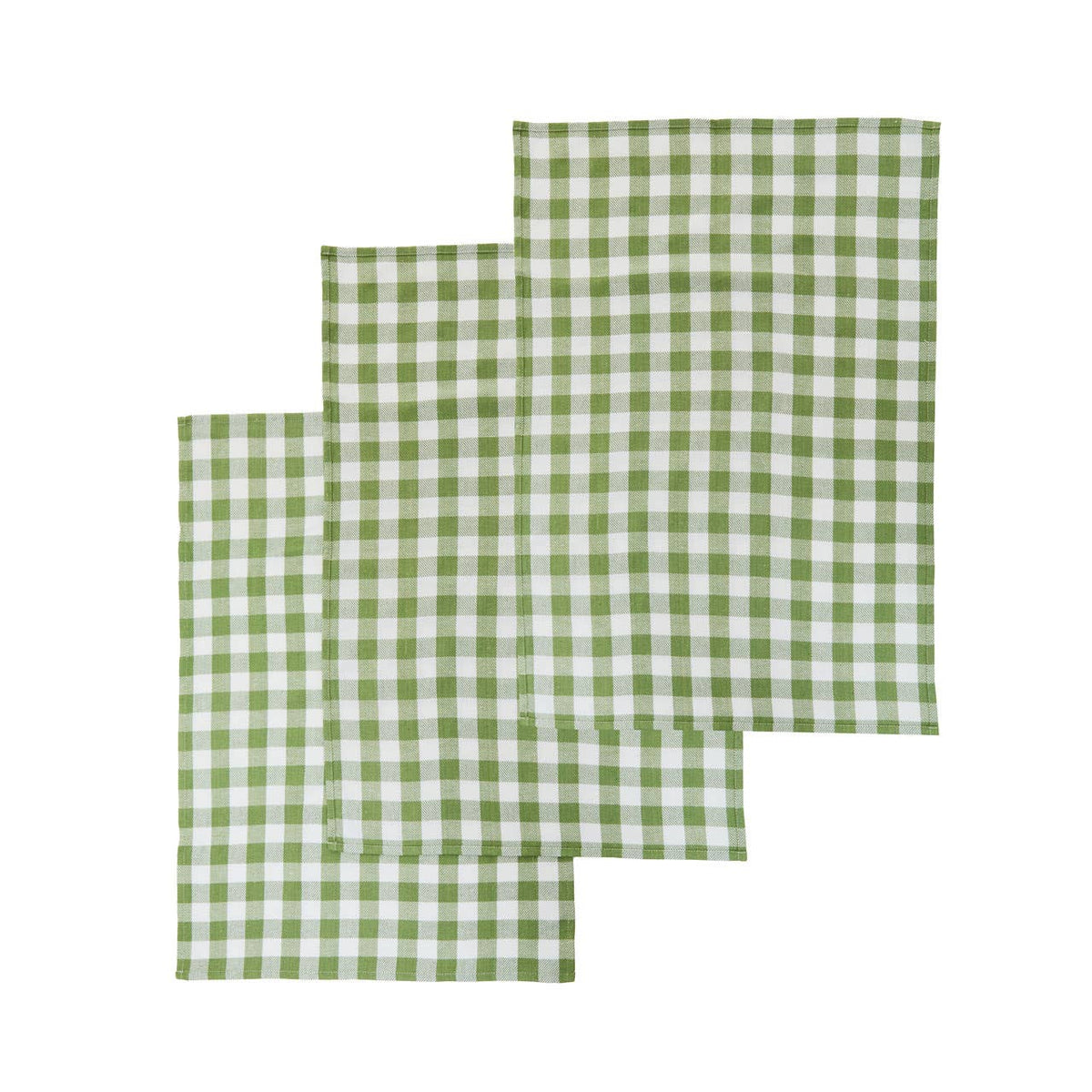 Doro Set Of Three Green And White Tea Towels