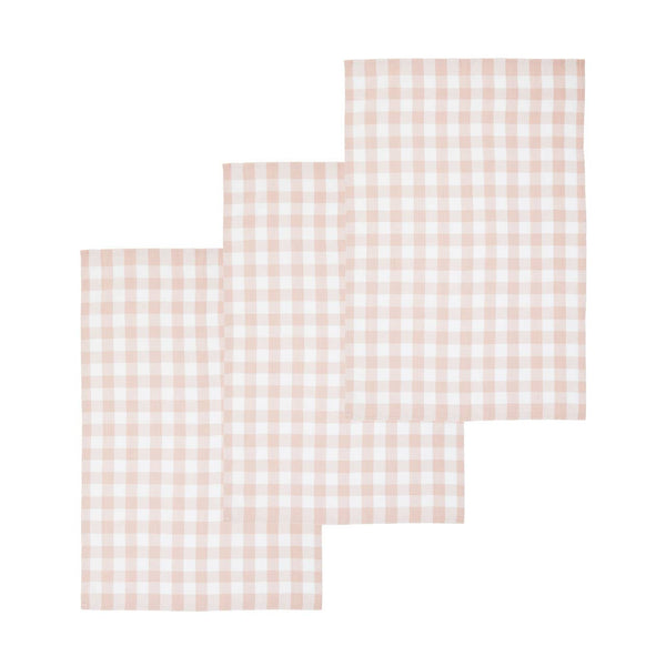 Doro Set Of Three Amber And White Tea Towels
