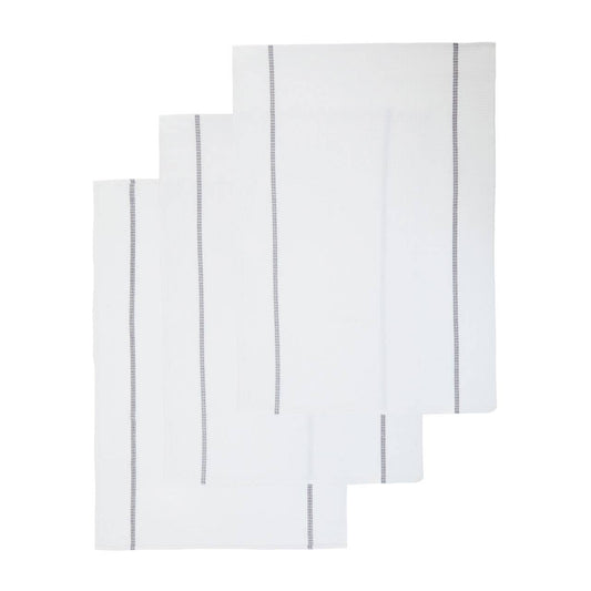 Doro Set Of 3 White And Grey Voilet Waffle Tea Towels