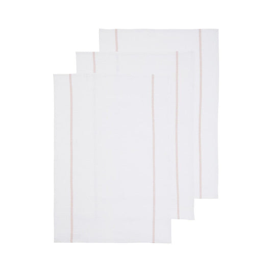 Doro Set Of 3 White And Almond Waffle Tea Towels