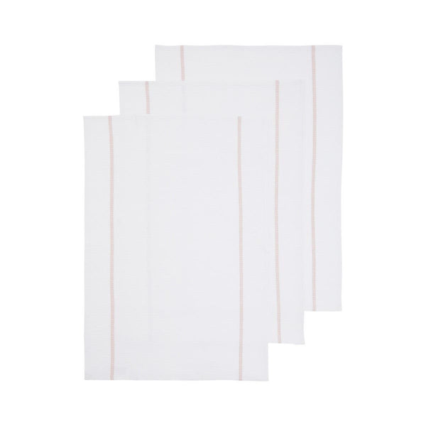 Doro Set Of 3 White And Almond Waffle Tea Towels