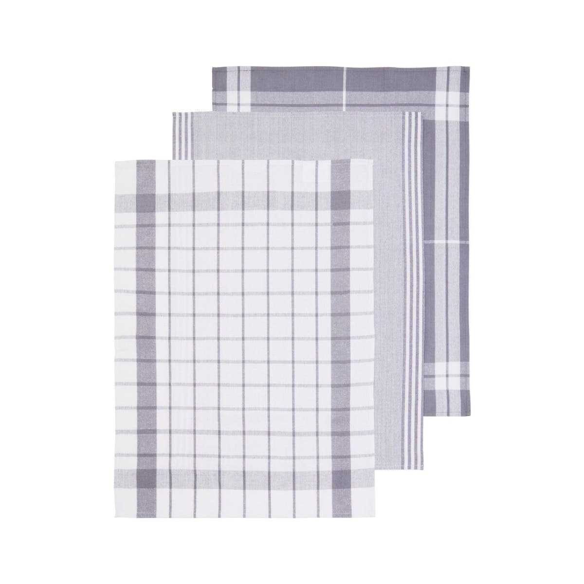 Doro Set Of Three Grey And White Tea Towels