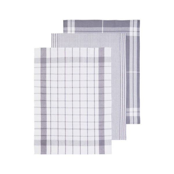 Doro Set Of Three Grey And White Tea Towels