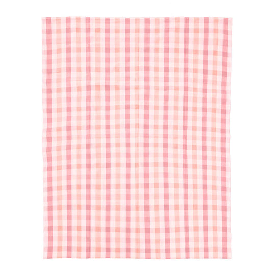 Thread and Loom Toasted Almond And Coral Check Tablecloth
