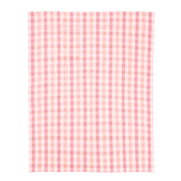 Thread and Loom Toasted Almond And Coral Check Tablecloth