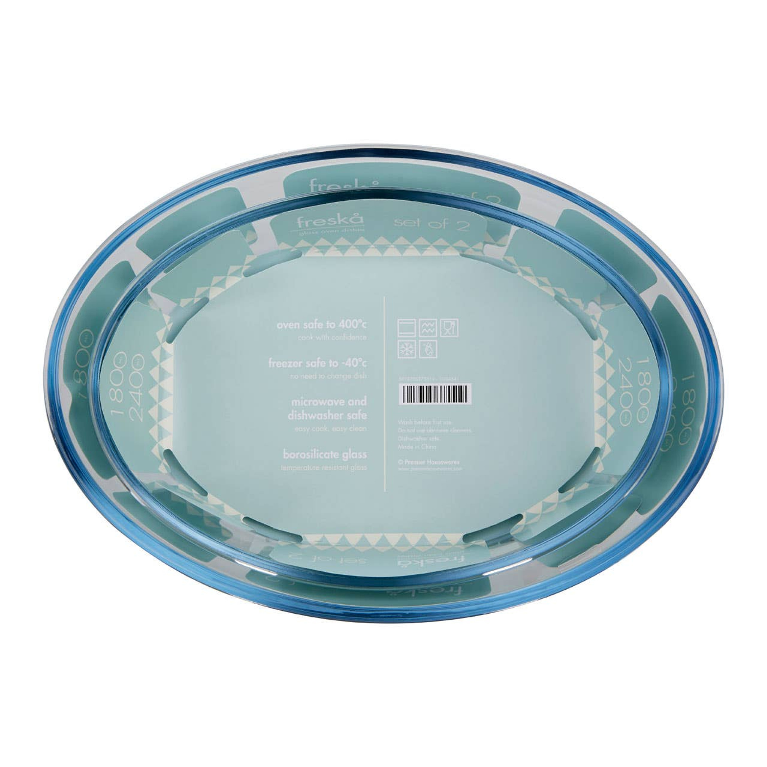 Cook Nook Freska Set Of Two Oval Glass Oven Dishes