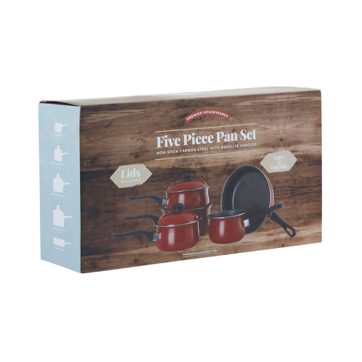 Viggo Red Non Stick 5 Piece Cookware Set