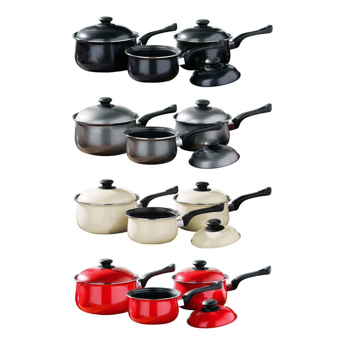Viggo 3 Piece Silver Saucepan Set with Lids