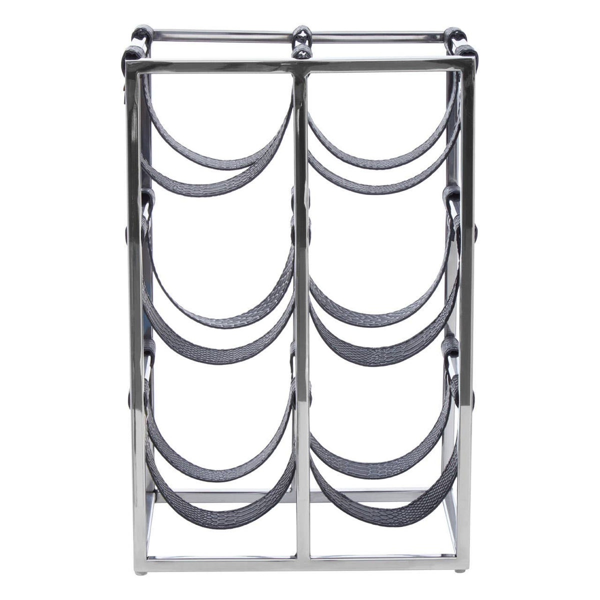 Mixology Six Bottle Sling Wine Rack in Silver Finish